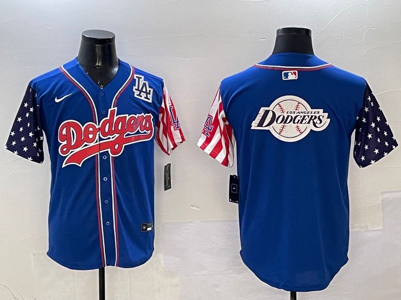 Men Los Angeles Dodgers Blank Blue a generation of national flags Joint name 2025 Nike MLB Jersey style 27